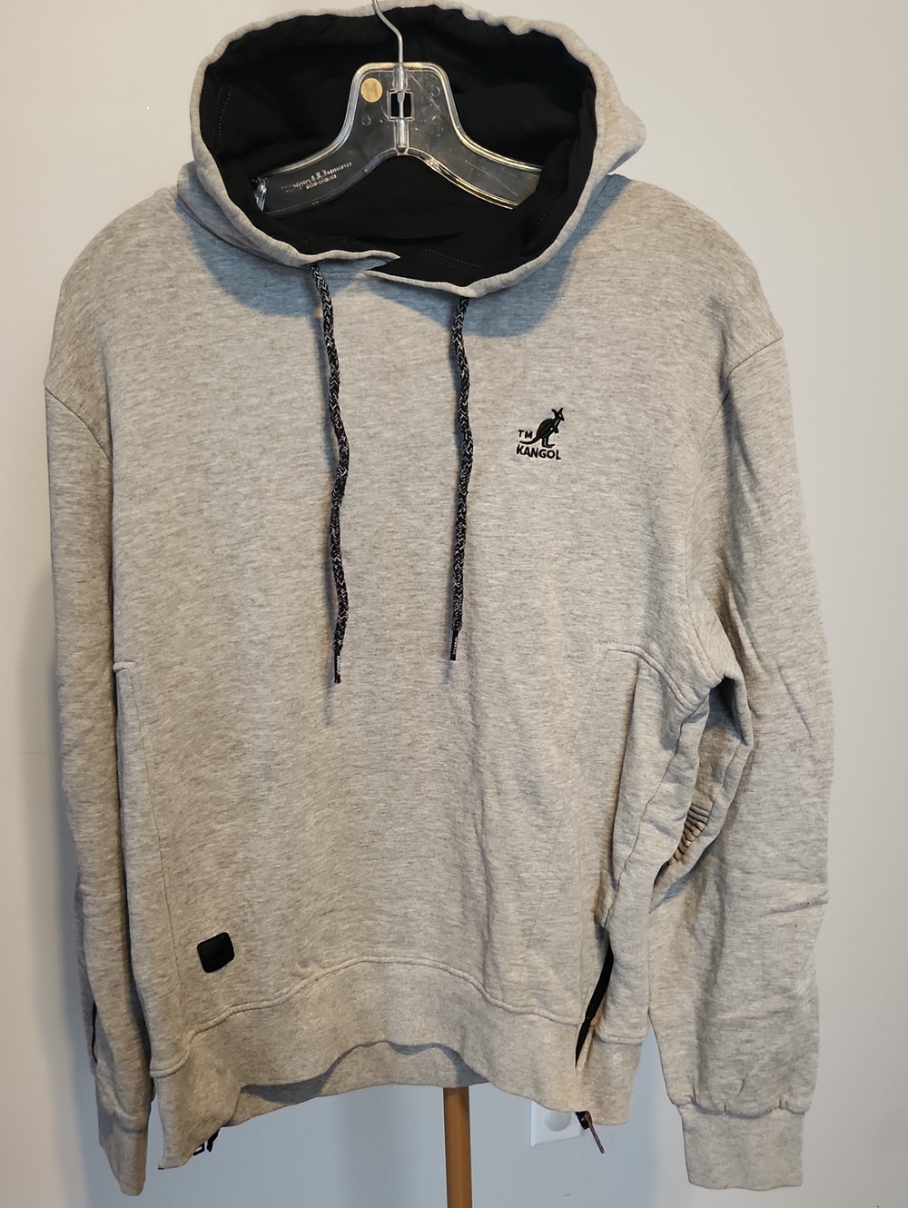 Kangol Men’s Heather Gray Hoodie with Black Lined Hood